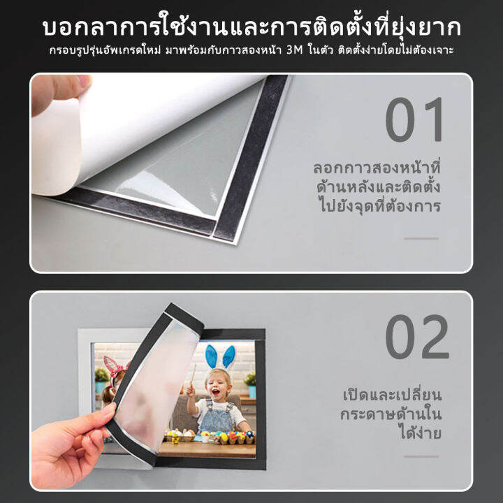 กรอบรูปแม่เหล็ก-a4-a3-ป้ายติดผนัง-กรอบรูปแถบแม่เหล็ก-ไม่ต้องเจาะผนัง-ของแต่งบ้าน-แต่งร้าน-สไตล์-มินิมอล