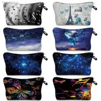 ♧✒☜ Heat Transfer Organizer Makeup Bag Beautiful Starry Sky Printing Cosmetic Bag Fashion Women Coin Purse School Zipper Pencil Case