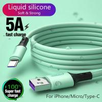 1M/1.5M/2M/3MซิลิโคนMicroสายUSB 5AประเภทCที่ชาร์จไฟรวดเร็วUSB Syncข้อมูลมือถือสายชาร์จโทรศัพท์สำหรับSamsung Xiaomi Huawei