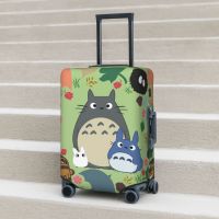 Green Totoro Wreath Suitcase Cover Umbrella Anime Print Useful Travel Protection Luggage Supplies Holiday Toiletries  Cosmetics Bags