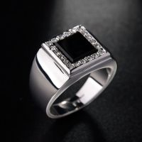 Fashion Rings for Men Luxurious Dominant Black Zircon Ring Wedding Engagement Ring Party Jewelry Gift Direct Sales Sizes 6 13