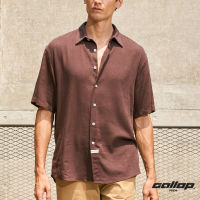 GALLOP : LINEN CASUAL SHIRT เสื้อเชิ๊ตผ้าลินินแขนสั้น รุ่น GW9023-สี Walnut / ราคา 1,490.-