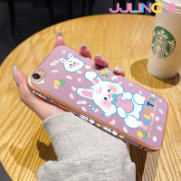 Jlingji เคสสำหรับ Vivo Y67 V5 V5ไลท์เคส V5s กระต่ายสีขาวน่ารักลายการ์ตูนสุดหรูกรอบชุบด้วยซิลิโคนเคสกันกระแทกฝาหลังป้องกันเลนส์กล้อง