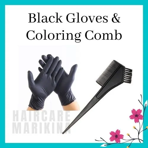Black Nitrile Gloves With Hair Coloring Comb Set / Hair Color