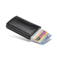 （Layor wallet） ผู้ชาย39; S กระเป๋าสตางค์สั้นแฟชั่นหนังลายจระเข้ Rfid ผู้ชายหลายบัตรอลูมิเนียมสมาร์ทกระเป๋าสตางค์กระเป๋าเงินเหรียญบางสำหรับผู้ชาย