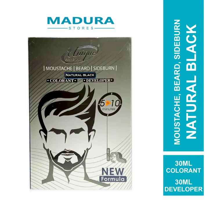 Unique for Men Hair Dye for Moustache Natural Black 60ml Lazada