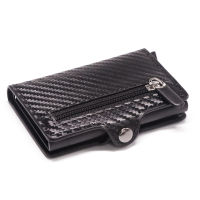 2021 RFID Card Holder with Organizer Coin Pocket Fashion Carbon Fiber Credit Card Holder Men Slim Wallet Anti-theft Card Case