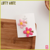 Lofty กิ๊บติดผมสีขาวสำหรับฤดูร้อนใหม่กิ๊บติดผมรูปโบว์คลิปขอบหัวใจรูปพีชดอกไม้สีชมพูคลิปหนีบกิ๊บติดผมแสนน่ารักขนาดเล็ก