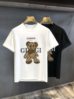 Summer Casual 100% Cotton Men T-Shirt Regular Loose Round Neck Little Bear Basic Teeluxury Streetwear Large Size