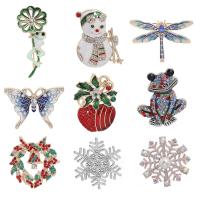 Exquisite Luxurious Christmas Enamel Pin Snowman Snowflake Dragonfly Crystal Pearl Brooch Women Fashion Temperament Coat Badge