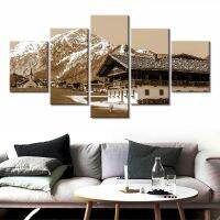 Lizhanmin โมเดิร์น HD พิมพ์ภาพวาดผ้าใบตกแต่งบ้าน5ชิ้น Mountain Village Pertisau In Austria โปสเตอร์ Wall Art Picture