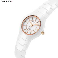 SINOBI Fashin White Ceramic Strap Woman Watches New Top Luxury Stainless S Ladies Quartz Wristwatches High Quality Womens Clock