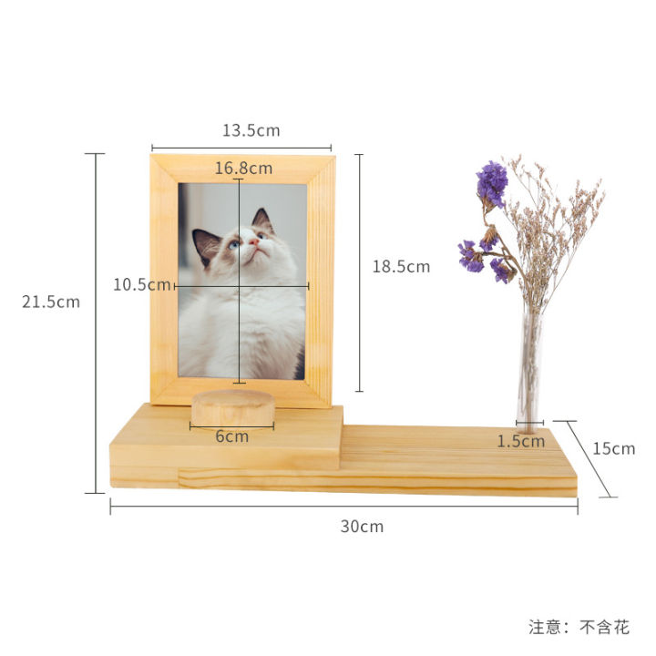 กรอบรูปที่ระลึกสำหรับสัตว์เลี้ยงกรอบรูปแมวไม้การจัดวางบนโต๊ะภาพสุนัขตกแต่ง