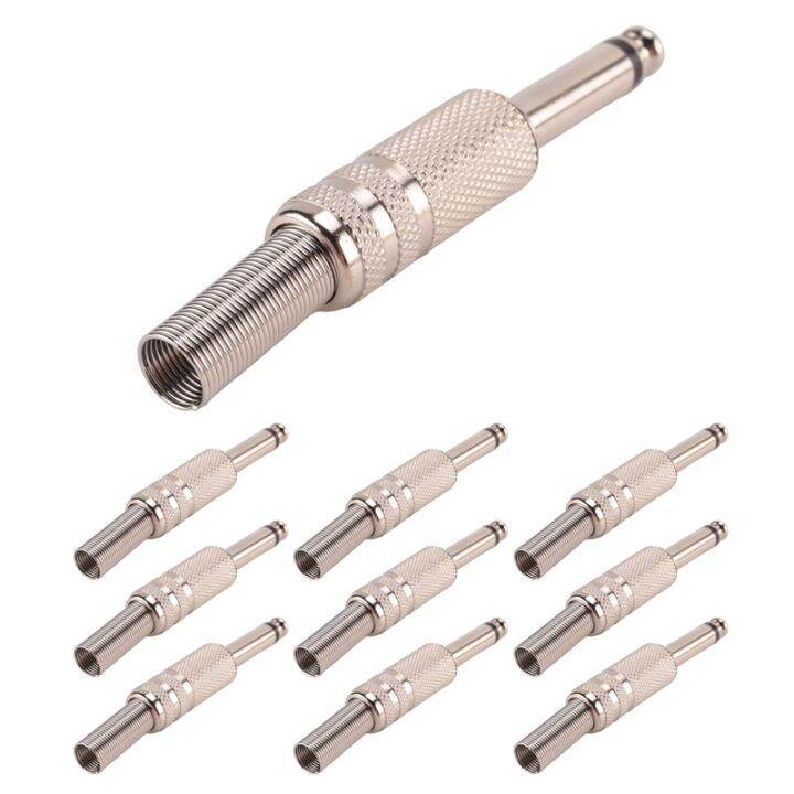 6-35mm-mono-amplifier-plug-1-4inch-male-mono-monaural-jack-audio-cable-connector-plug-microphone-10pcs