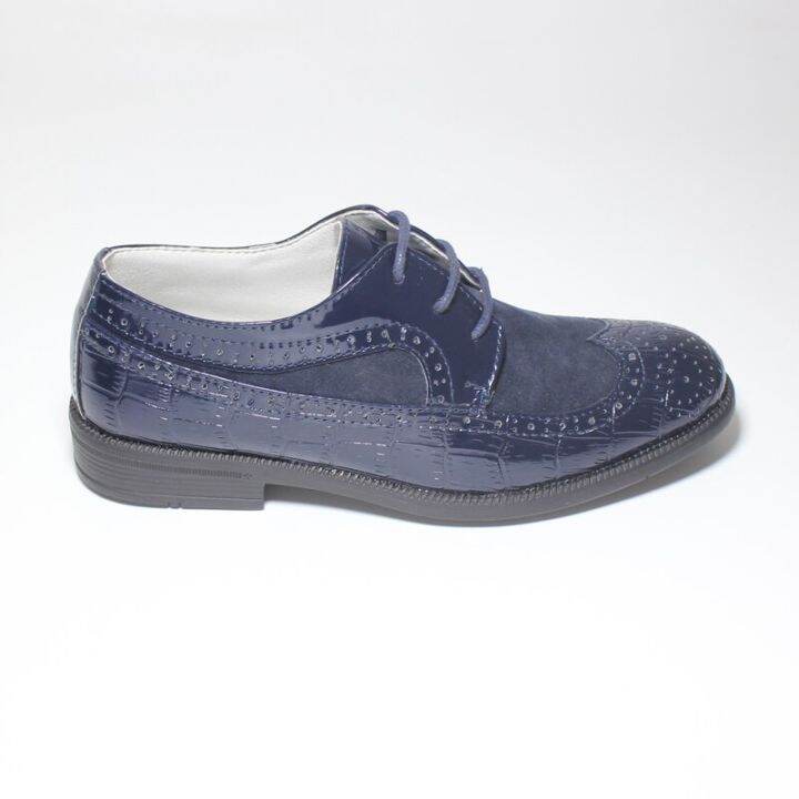 2022ฤดูใบไม้ผลิและฤดูใบไม้ร่วงชายรองเท้าอย่างเป็นทางการ-navy-blue-suede-faux-สิทธิบัตรหนังทารก-junior-communion-party-งานแต่งงานพรหม-brogue