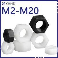 M2M2.5M3 M4M5M 6M8M10M12M14M16M8M20 Nylon Nut Plastic Hexagon Nut Nylon White Black Nut 20/10/5PCS Nails Screws Fasteners