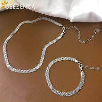 GEEZENCA Shinny S925 Silver Tank Chain Sparkling Bracelet Choker Necklace Fashion Vintage Woven Clavicle Chain 2021 New Trend