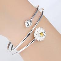 S925 Silver lotus Flower Adjustable Ladies Fashion Bangle