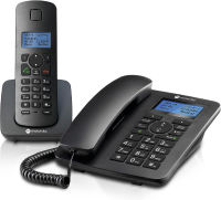 Motorola Voice C42 Corded Phone System + 1 Digital Cordless Handset w/Answering Machine, Call Block - Black (C4201) 1 Handset