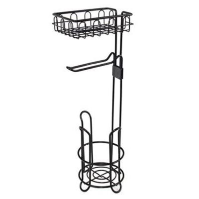 Floor Standing Metal Paper Roll Towel Holder Stand Organizer Toilet Paper Rack Vertical Storage Basket Iron Bathroom