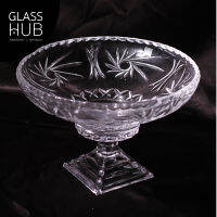 GLASS HUB - ( AMORN ) FPJ23412A/B1 - พานแก้วลายคริสตัล  ดีไซน์สวยหรู  แฮนด์เมด