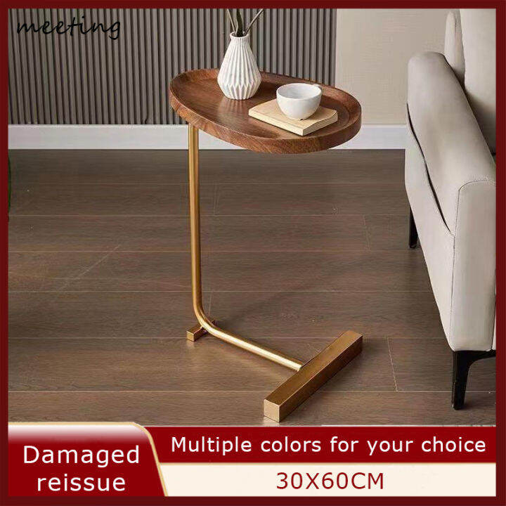 [MEETING] Simple Modern Solid Wood Side Table Oval Coffee Table Sofa