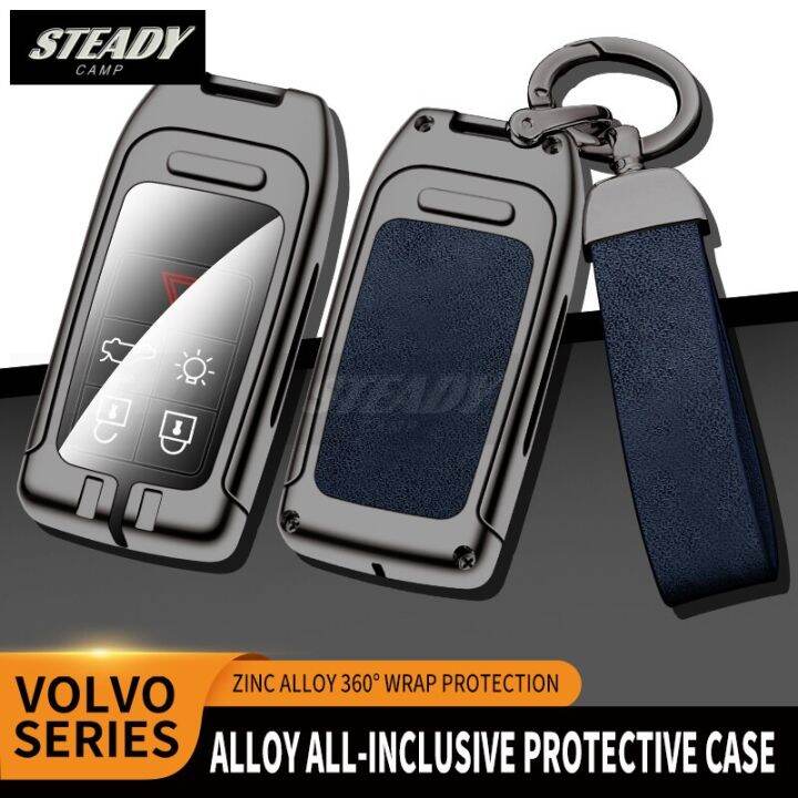 zinc-alloy-leather-car-remote-control-key-case-cover-for-volvo-xc60-v60-s60-s80-xc70-v40-shell-auto-keychain-accessories