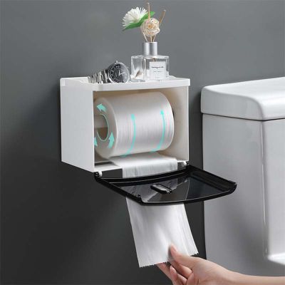 Wall-mounted Toilet Paper Holder, Waterproof Tray, Bathroom Phone Tray Rack, Tissue Box, Bathroom Accessories