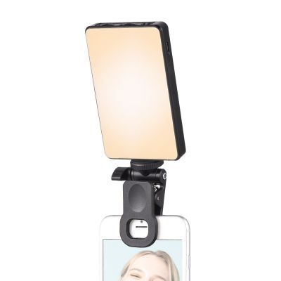 ไฟ LED สำหรับงานประชุมโทรศัพท์แท็บเล็ตคอมพิวเตอร์แฟลชวิดีโอคลิปขนาดเล็ก2500K-9000K แบตเตอรี่ในตัวหรี่แสงได้สำหรับสตรีมสด Selfie