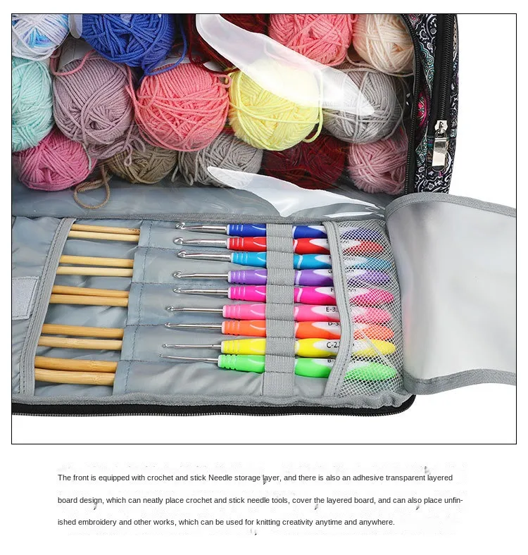 Yarn Storage Bag Round Knitting Wool Yarn Bags Organizer Crochet Sewing  Needles Handbag Weave Tools Accessories Bowl Crafts Tote