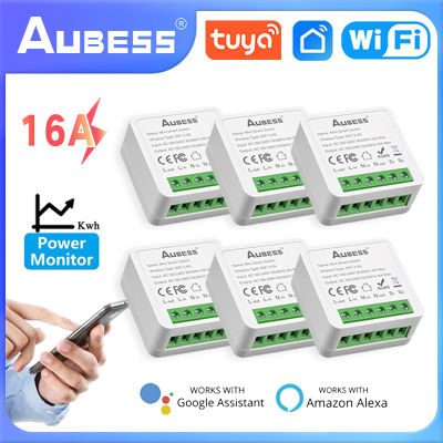 Aubess 16A Tuya Smart WiFi Switch 2-Way Control Switch Mini Smart Breaker Smart Life Control ทำงานร่วมกับ Alexa Home