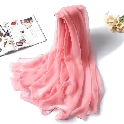 ☌✴❈ 2022 New Spring Summer Women Scarf Fashion Solid Classical Large Size Lady Silk Scarves Hijabs Foulard Female Beach Stoles