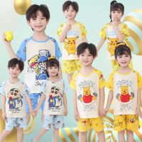 【Ready Stock】 ☎™ C22 kids Pyjamas summer thin girls short sleeve suit summer girls baby princess home clothes kids air conditioning clothes