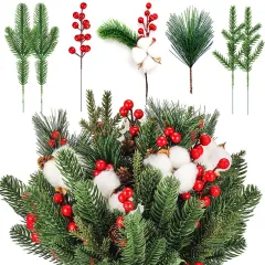 10pcs Snow Frosted Artificial Red Berry Stems Snowy Xmas Red Spray Picks  Holly Berry Branches for Christmas Tree Decor Holiday DIY Crafts Xmas  Ornaments Home Decor