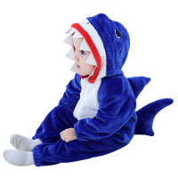 Shark Pijamaอุ่นสำหรับฤดูหนาวสัตว์คอสเพลย์ผ้าฟลีซโพลีเอสเตอร์Kigurumi Onesie
