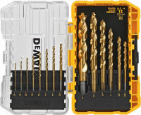 DEWALT Drill Bit Set, Titanium Nitride Coated, 14-Piece (DW1354) , Yellow 14-Piece Drill Bit Set Screwdriver Bit Set