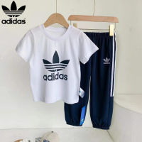 Adidasเซ็ต 2 ชิ้น สำหรับเด็กชาย เด็กหญิง และเด็ก น่ารักสุดๆ นุ่ม ใส่สบาย ระบายอากาศได้ดี