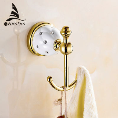 2021Robe Hooks Gold Bathroom Hooks for Towels in Rails Clothes Hook Silver Finish Cloth Hangers Bath Hardware Home Decoration 5201