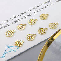 Handmade Jewelry Diy Material Accessories Chinese Style Asian Gold K Blessings Language Auspicious Text Round Pendant celet Anklet Earrings Key Ring Bag Zero Components