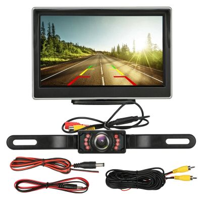 Car License Backup Camera Rear View HD Parking System Night Vision 5 Inch Car Monitor TFT LCD Screen HD Digital