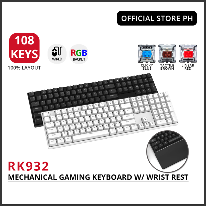 Royal Kludge RK932 Wired Mechanical Gaming Keyboard with Wrist Rest RGB [Value Series] Lazada PH
