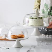 1 Set High Base Cake Tray Dessert Plate Cake Display Stand Glass Lid Set Nordic Simple Dessert Plate Cover Kit for Party Store