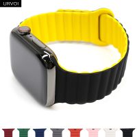 kuiwer วง URVOI สำหรับนาฬิกา Applee อัลตร้าซีรีส์8 7 6 SE54321ห่วงซิลิโคนสายรัดสำหรับ IWatch สองสีปิดหัวเข็มขัดห่วงแม่เหล็ก