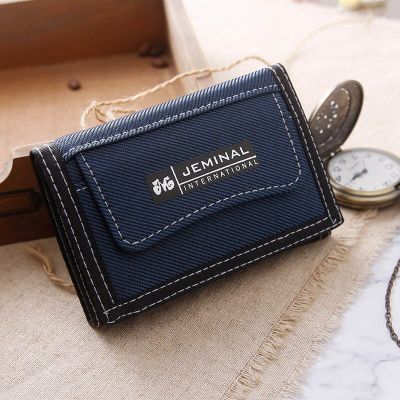กระเป๋ากระเป๋าสตางค์แบบสั้นสำหรับผู้หญิงที่ใส่บัตรกระเป๋าเงินชายมีซิปกระเป๋าเงินผ้าใบ Dompet Koin กระเป๋าพับเก็บได้