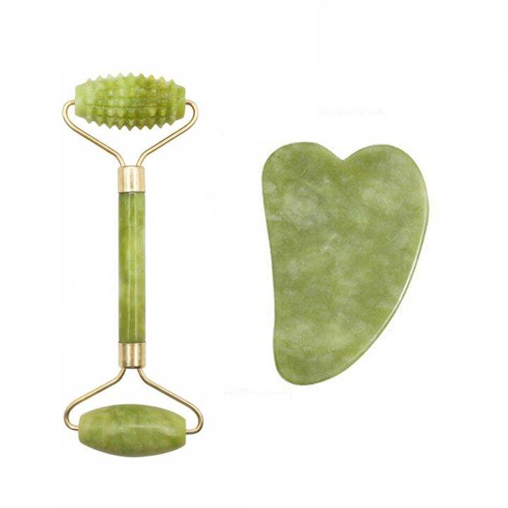 Jade Stone Roller Gua Sha Scraper Natural Massage For Face Quartz