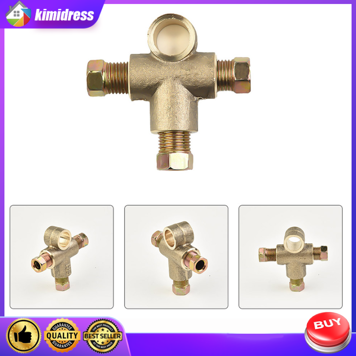 TShaped Brake Line Tee Hose Connector 3 Way Adapter With 3 Male Nuts
