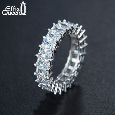 Effie Queen 2019 Row Eternal Crystal Jewelry Wedding Ring Clear Fashion Eternity Rings for Women Free Shipping Jewelry DR146