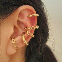 【YF】 LETAPI 5 pcs/set Gold Color Clip Earrings Set for Women Small Simple Round Circle Earcuff Steampunk Accessories