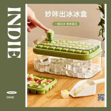 Ice Lattice Ice Cube Tray with Lid and Bin 2 Pack Ice Cube Trays