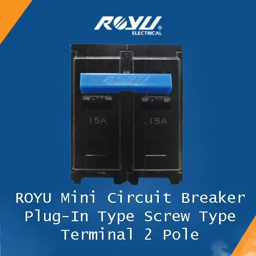 ROYU Mini Circuit Breaker PlugIn Type Screw Type Terminal 2 Pole 220V